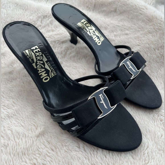 Salvatore Ferragamo Black Kitten Heels - Picture 1 of 6